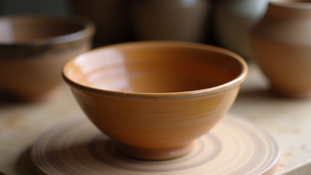 Glazed ceramic bowl in warm earth tones with textured finish