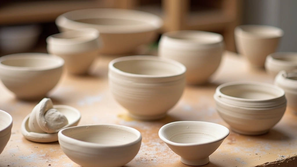 Common pottery throwing mistakes displayed on finished pieces showing cracks, warping, and thickness issues